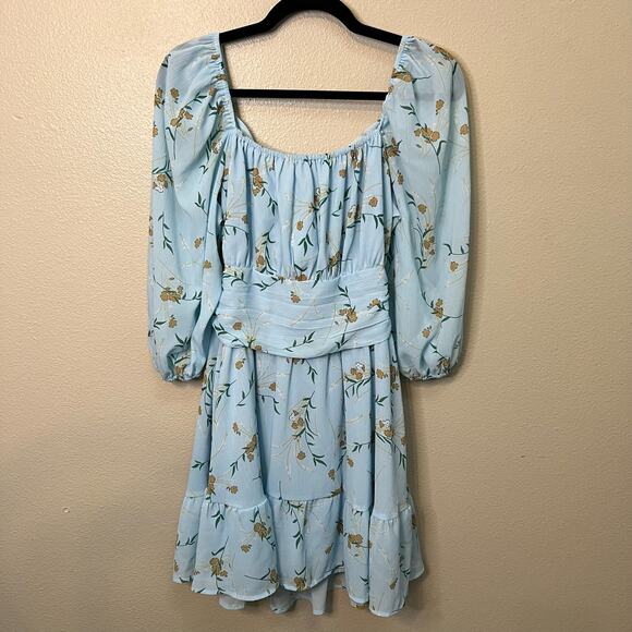 EXLURA Dresses & Skirts - Exlura Floral Puff Sleeve Mini Dress Size M